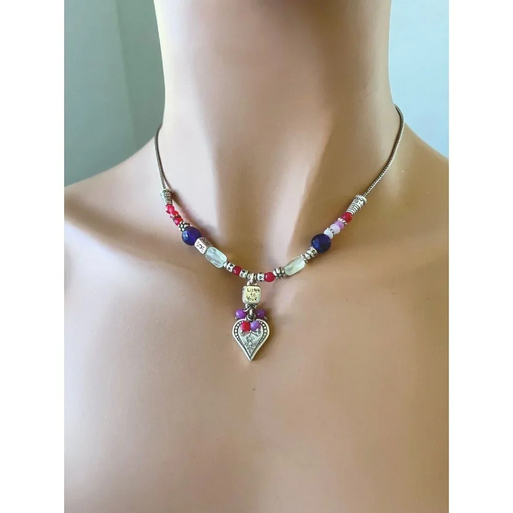 BRIGHTON Listen To Your Heart Melody Necklace with Tin silver plated